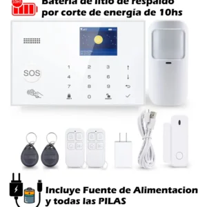 Kit Alarma Domiciliaria Inalambrica Casa Wifi Gsm App Tuya Color Blanco